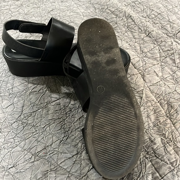 Women’s black wedge sandals. Size 7.5. Excellent condition. Velcro closure. - Picture 3 of 4